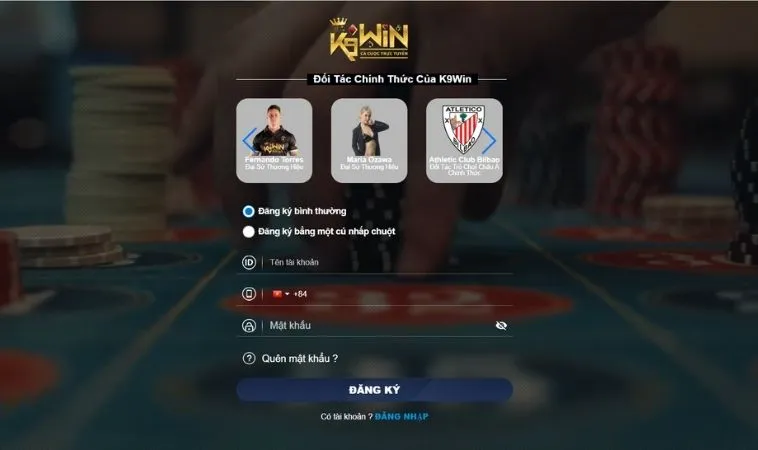 Hướng Dẫn Đăng Ký K9WIN Đơn Giản Nhanh Chóng Nhất 2025 2 Giao diện đăng ký K9WIN