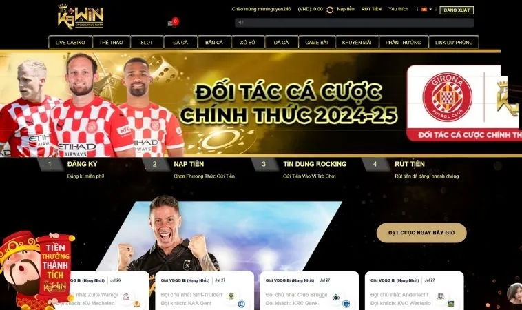 Giao diện trang chủ nhà cái K9WIN