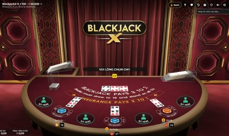 Giao diện chơi Blackjack tại K9WIN
